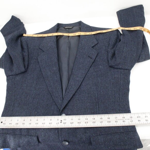 Vintage lanvin paris sport coat men's 40 hopsack notch lapel blue green jacket - Picture 10 of 15